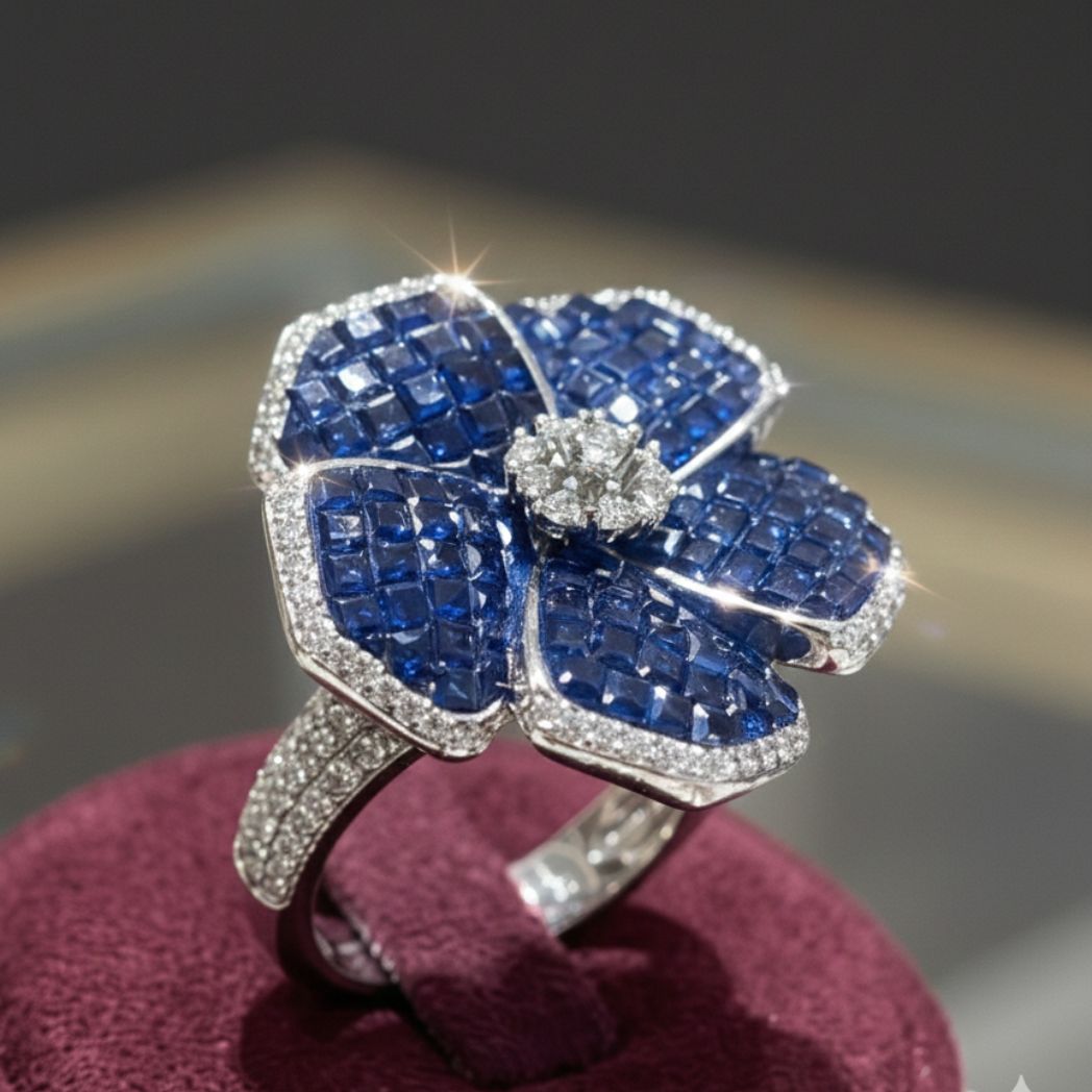 Midnight Bloom Cocktail Ring