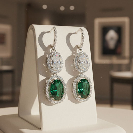 Emerald & Diamond Halo Drops
