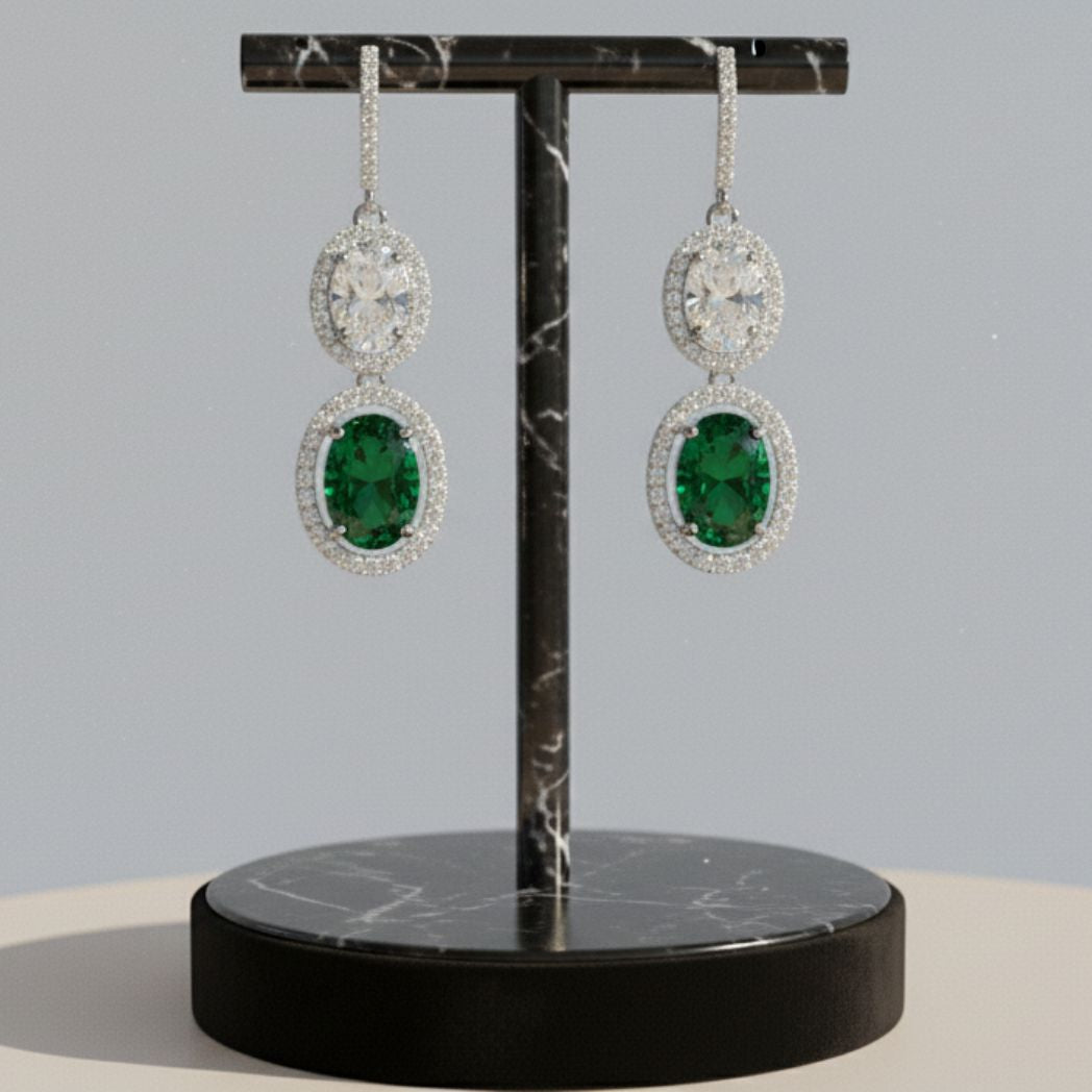 Emerald & Diamond Halo Drops