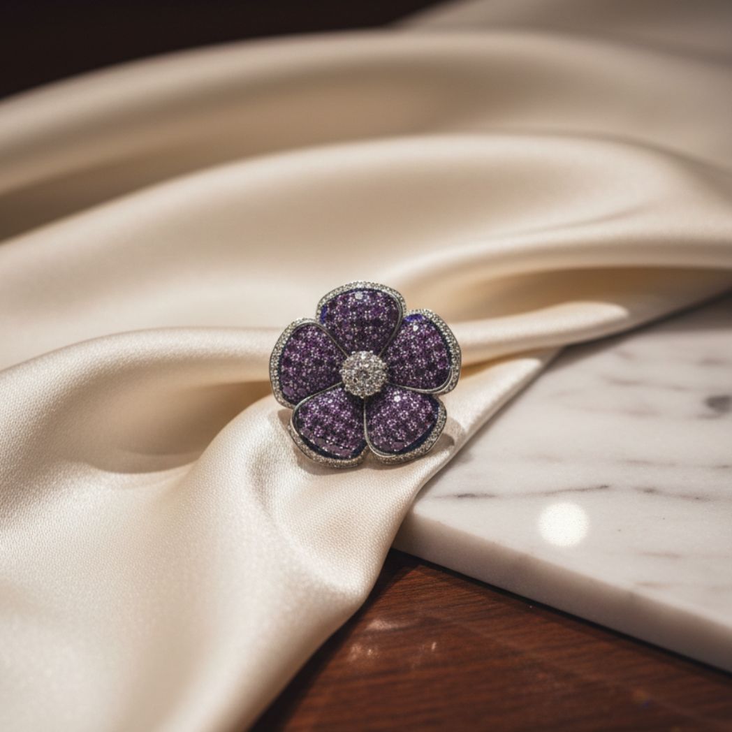 Amethyst Bloom Cocktail Ring