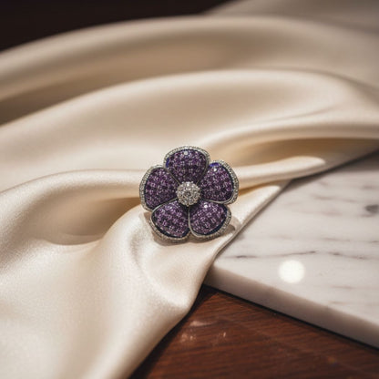 Amethyst Bloom Cocktail Ring