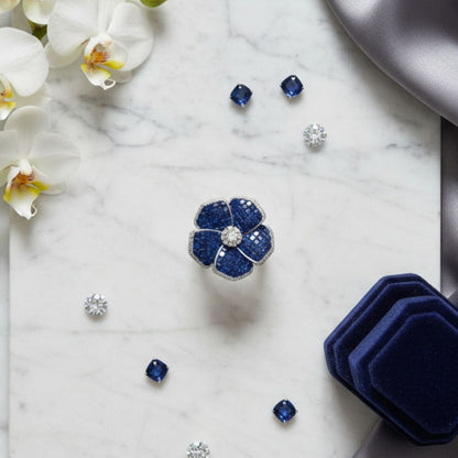 Midnight Bloom Cocktail Ring