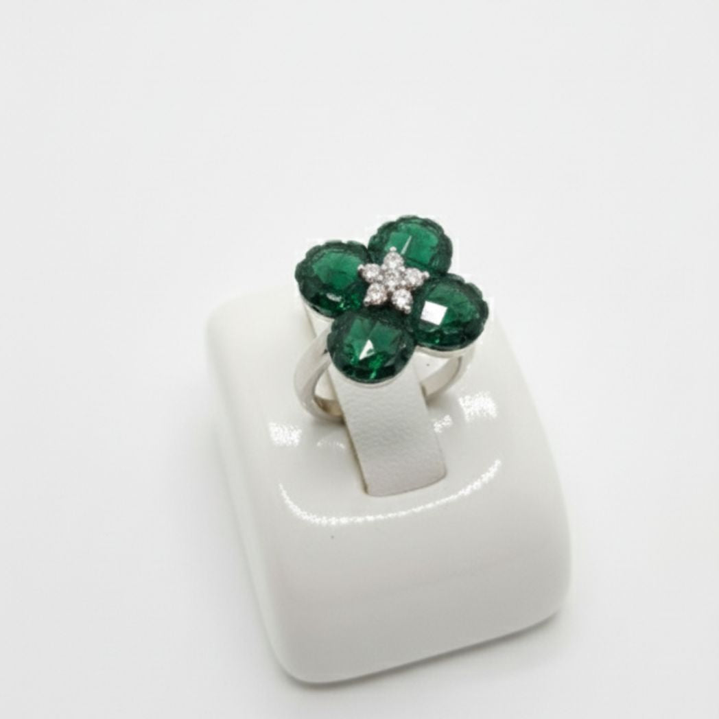 Emerald Clover Cocktail Ring