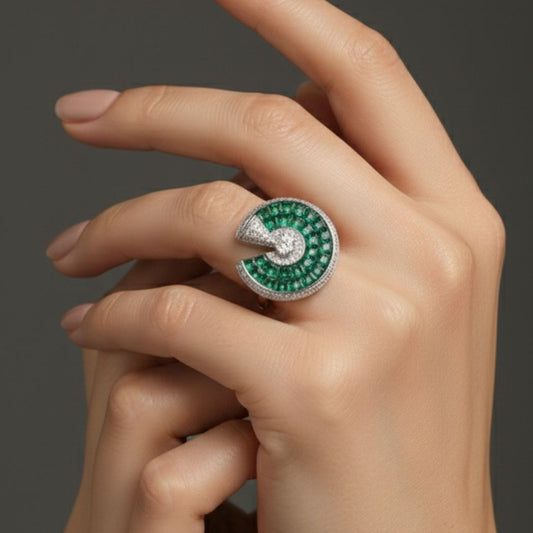 Emerald Blossom Ring