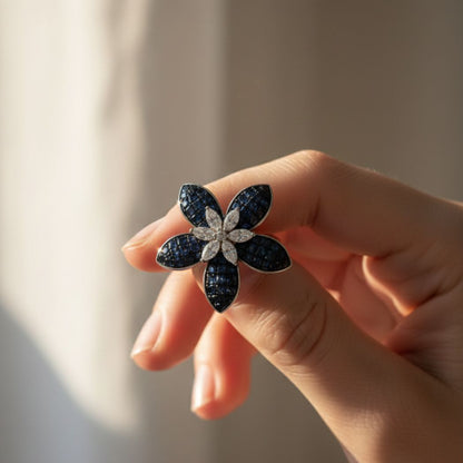 Midnight Mosaic Camellia Ring