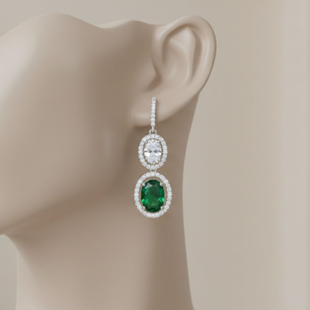 Emerald & Diamond Halo Drops