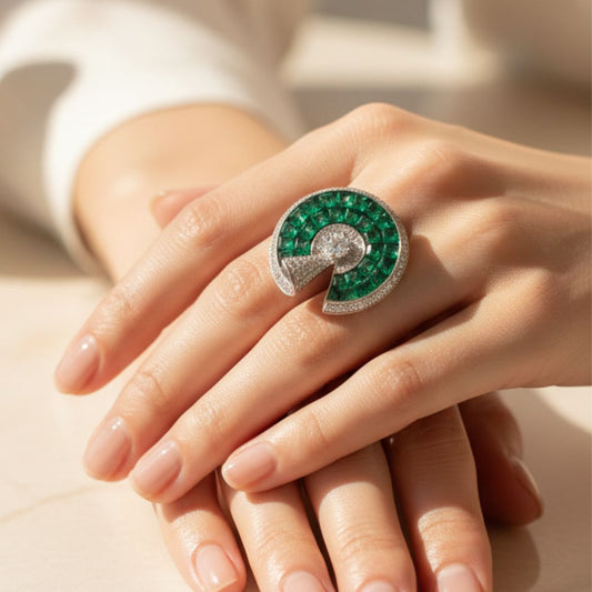 Emerald Blossom Ring