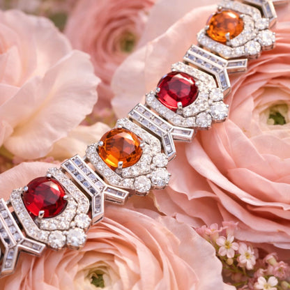 Red Statement Necklace and Earrings Imitation Jewellery Set
