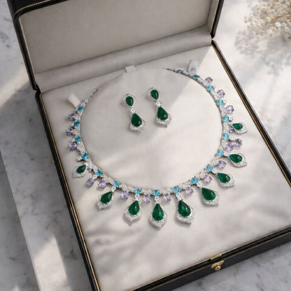 Imitation Jewellery Emerald Green Crystal Necklace Set