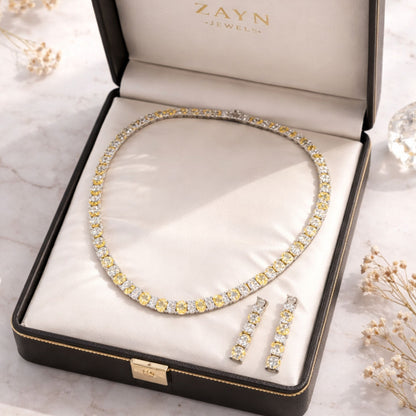 Imitation Jewellery Necklace Set with Yellow & White Stones