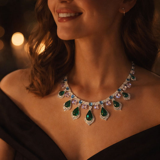 Imitation Jewellery Emerald Green Crystal Necklace Set