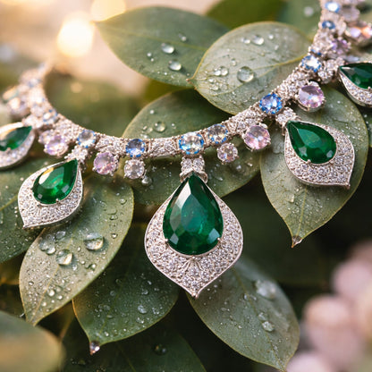 Imitation Jewellery Emerald Green Crystal Necklace Set