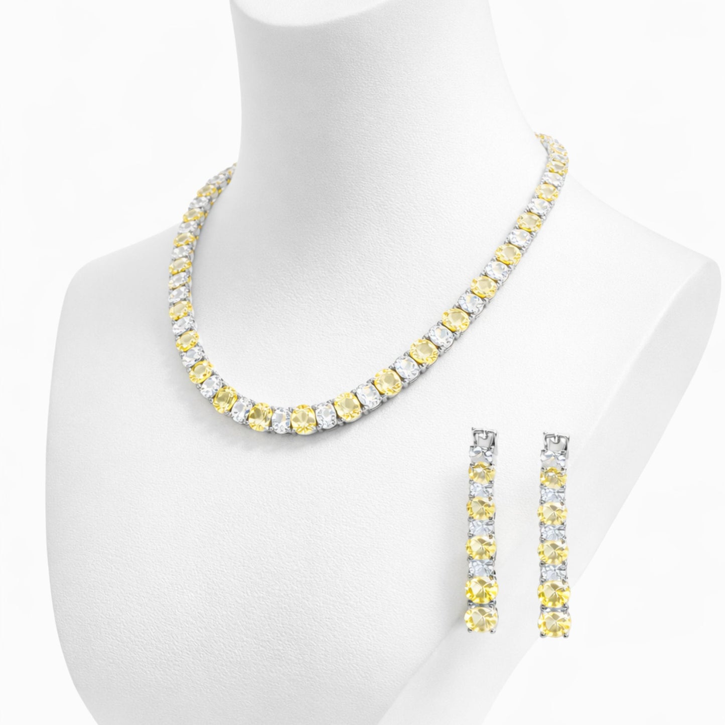 Imitation Jewellery Necklace Set with Yellow & White Stones