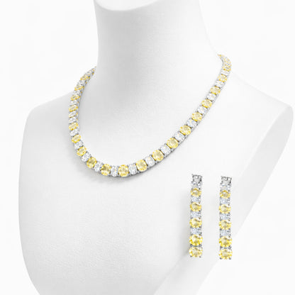 Imitation Jewellery Necklace Set with Yellow & White Stones