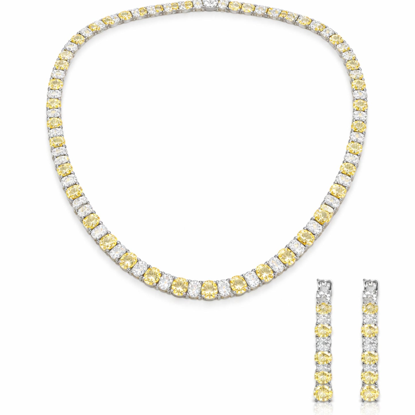 Imitation Jewellery Necklace Set with Yellow & White Stones